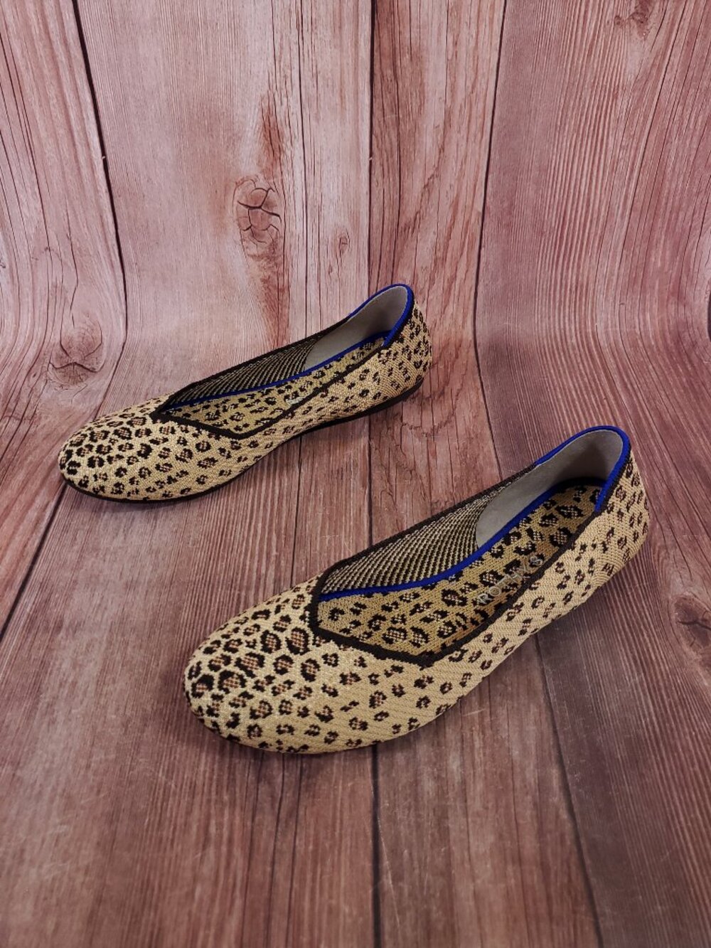 Rothys The Flat Shoes Womens 11 Leopard Knit Ballet Flats Slip On Round Toe